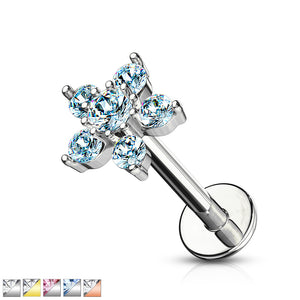 labret crystal flower