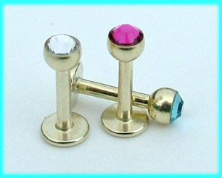 pvd gold  labret with gem £5.50