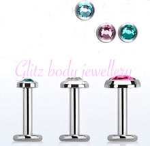 Load image into Gallery viewer, Flat gem labret for diath forward helix Tragus all ear piercings
