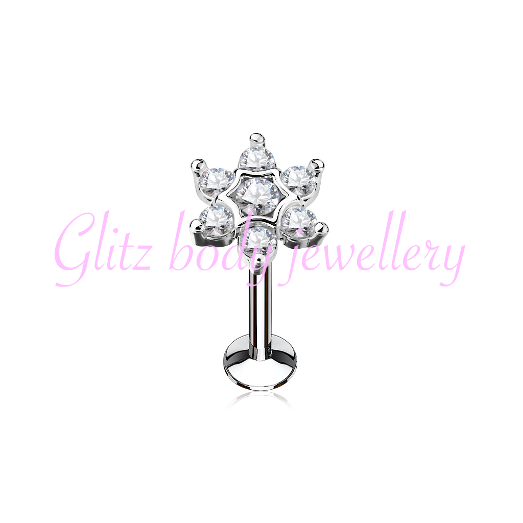 Flower cluster 1.2x8mm labret