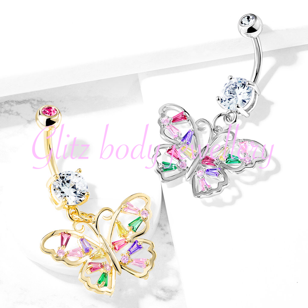 Beautiful butterfly belly bar