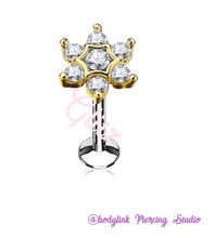 Load image into Gallery viewer, Flower labret crystals
