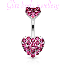 Load image into Gallery viewer, Heart belly bar small crystal
