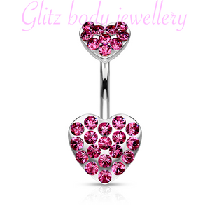 Heart belly bar small crystal