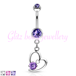 Belly bar heart 3 colours