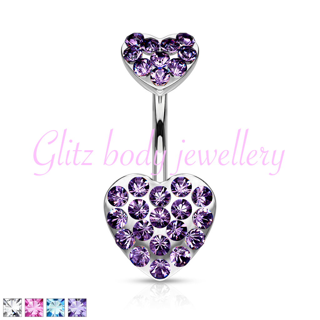 Heart belly bar small crystal