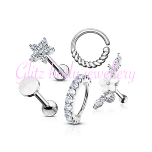Buy as a set tragus labret hoop cluster