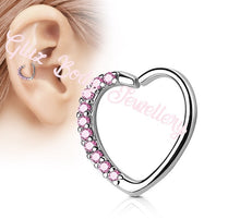 Load image into Gallery viewer, Hoop heart crystal ear decorations
