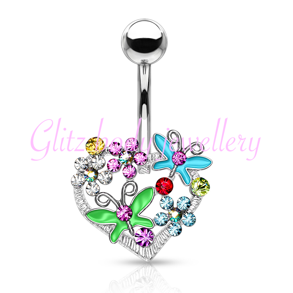 Heart design belly bar