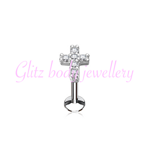 Cross labret for cartilage,lip ,tragus diath