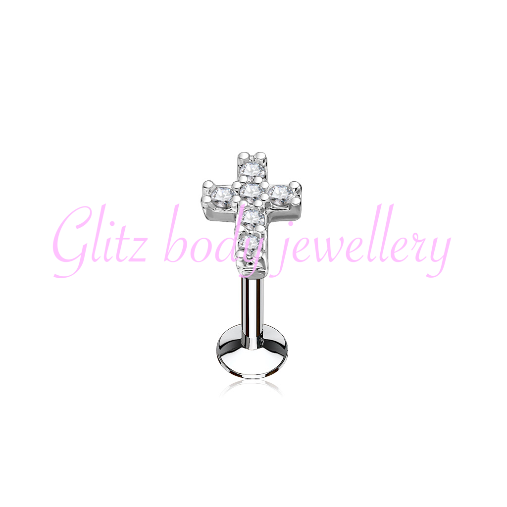 Cross labret for cartilage,lip ,tragus diath