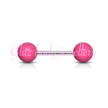 Load image into Gallery viewer, Metal balls ! Pink nipple/tongue bar beautiful
