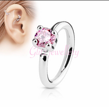 Load image into Gallery viewer, Hoop with gem cartilage piercing
