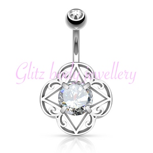 Belly bar crystal 10mm Surgical steel