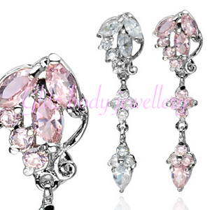 Drop crystal belly bar