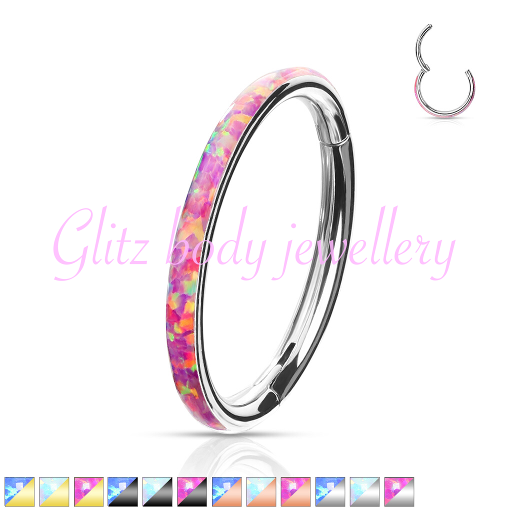 Opal hoop for top ear,Tragus,diath  and all 1.2piercings