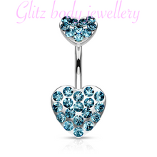 Load image into Gallery viewer, Heart belly bar small crystal
