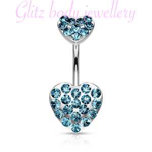 Heart belly bar small crystal