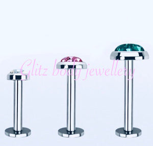 Flat gem labret for diath forward helix Tragus all ear piercings