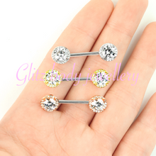 Load image into Gallery viewer, Nipple crystal bar.     £8.       1.6x14mm
