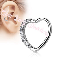 Load image into Gallery viewer, Hoop heart crystal ear decorations
