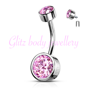 Titanium bell bar crystal