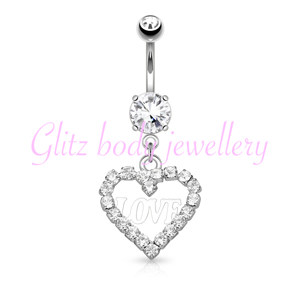 Heart belly bar 10mm