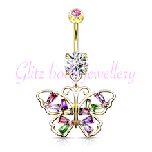 Load image into Gallery viewer, Beautiful butterfly belly bar
