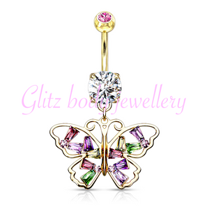 Beautiful butterfly belly bar