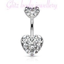 Load image into Gallery viewer, Heart belly bar small crystal
