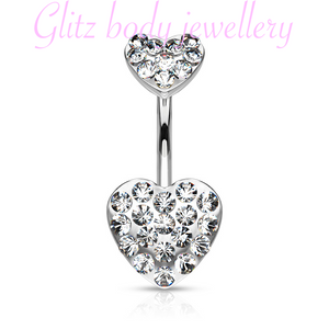 Heart belly bar small crystal