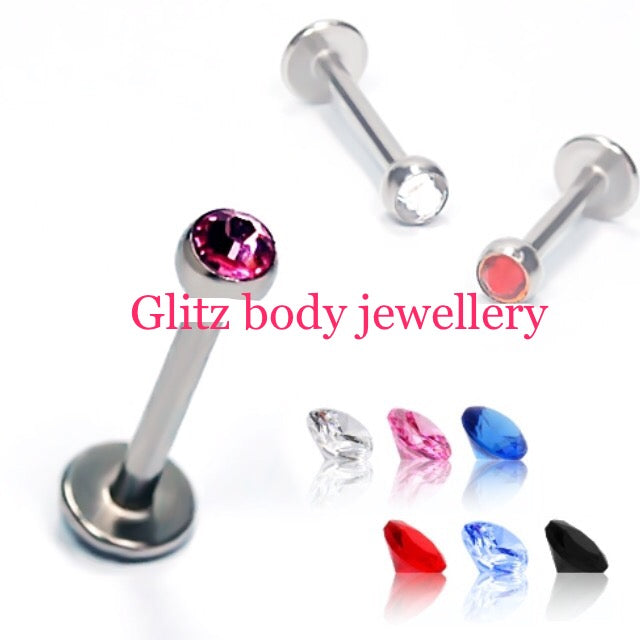 gem ball labret 3 sizes of gem